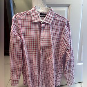 Tailorbyrd Pink and White Plaid Dress Shirt